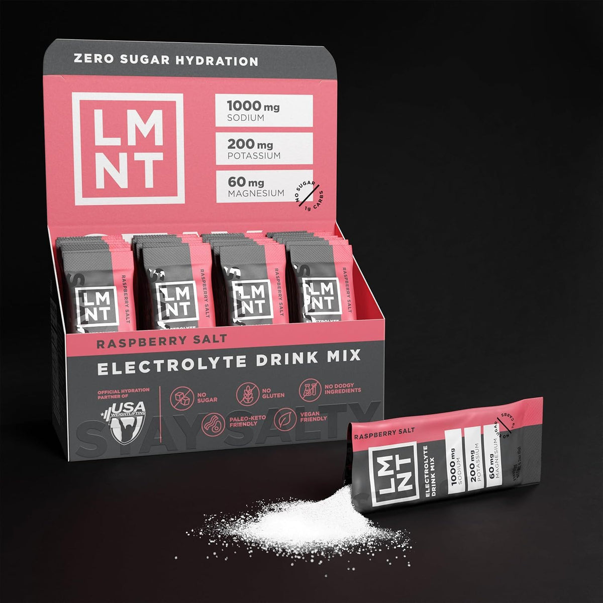LMNT Electrolyte Drink Mix, Raspberry Salt, 30 Stick Packs