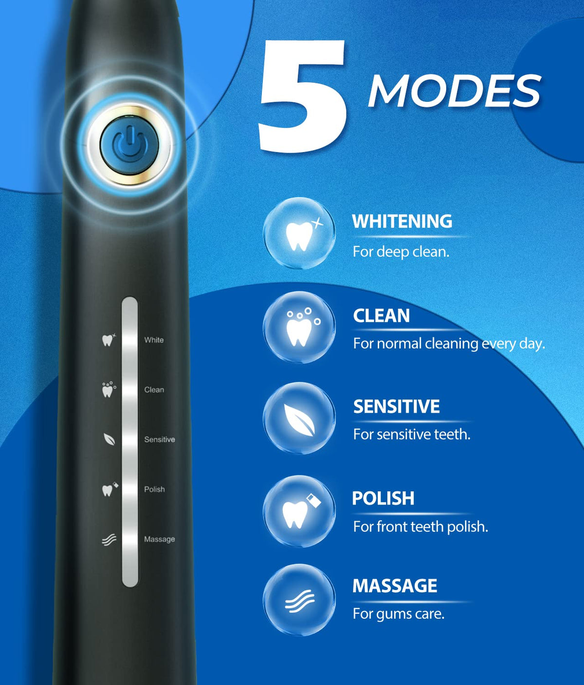TEETHEORY Sonic Electric Toothbrush with 8 Brush Heads, Black