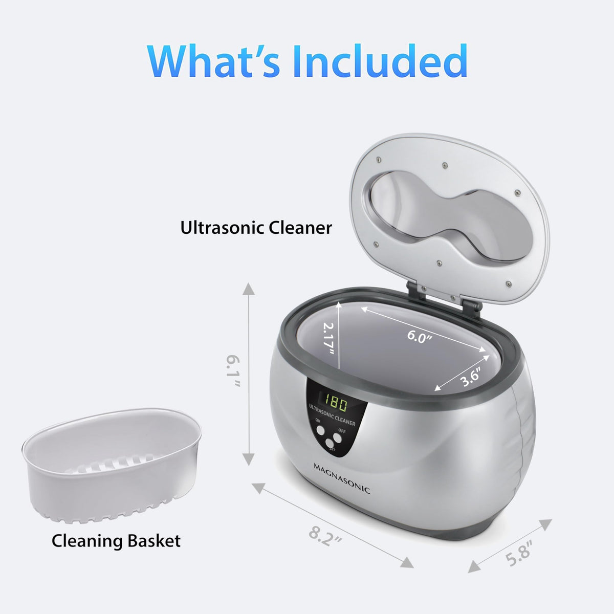 Magnasonic Ultrasonic Jewelry Cleaner, 20oz Stainless Steel Tank