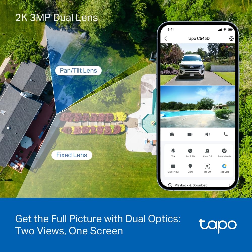 Tapo C545D Outdoor Dual-Lens Wi-Fi Security Camera, 2K 3MP
