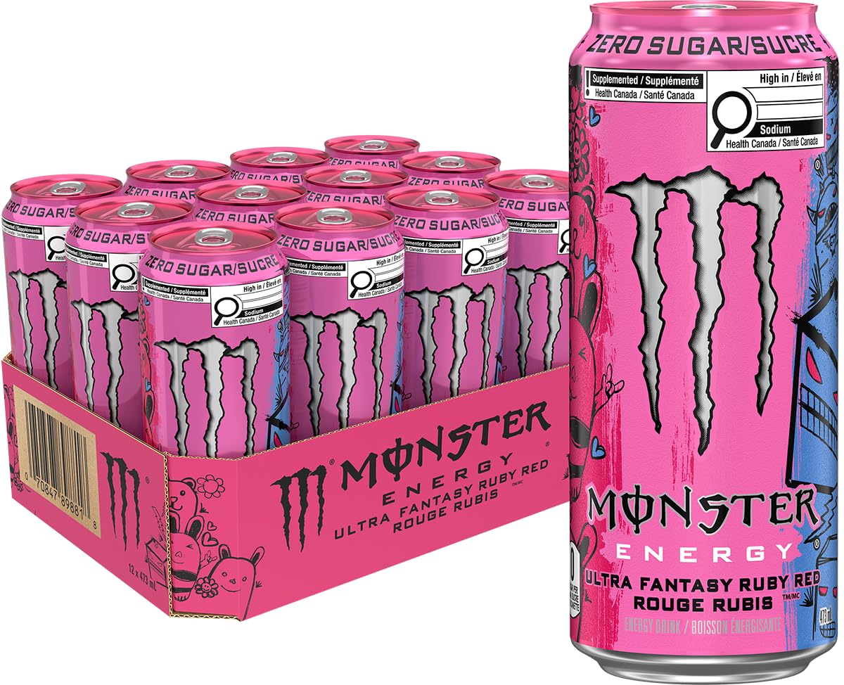 Monster Energy Ultra Fantasy Ruby Red Zero Sugar, 12 x 473 ml