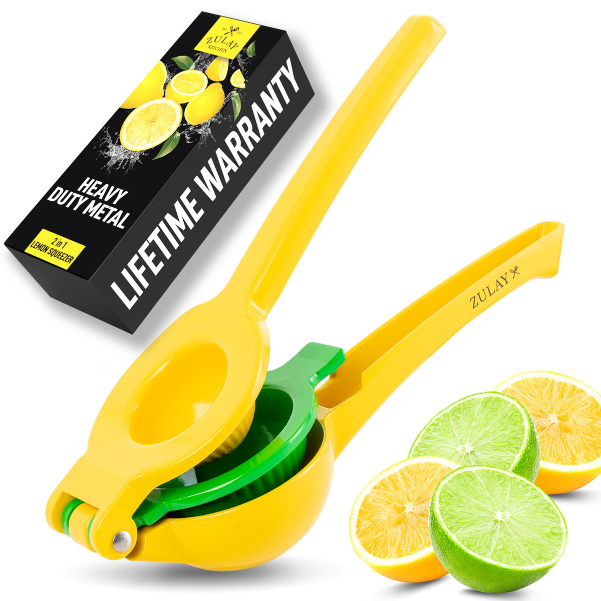 Zulay Kitchen 2 in 1 Lemon Lime Squeezer, Manual Citrus Juicer