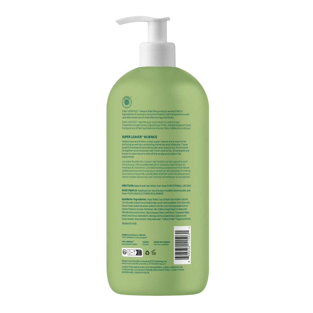 ATTITUDE Nourishing Shampoo, Grapeseed Oil & Olive Leaves, 946 ml