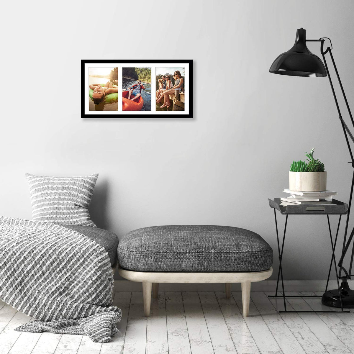 Americanflat 5x7 Collage Picture Frame, Three Photos, Black