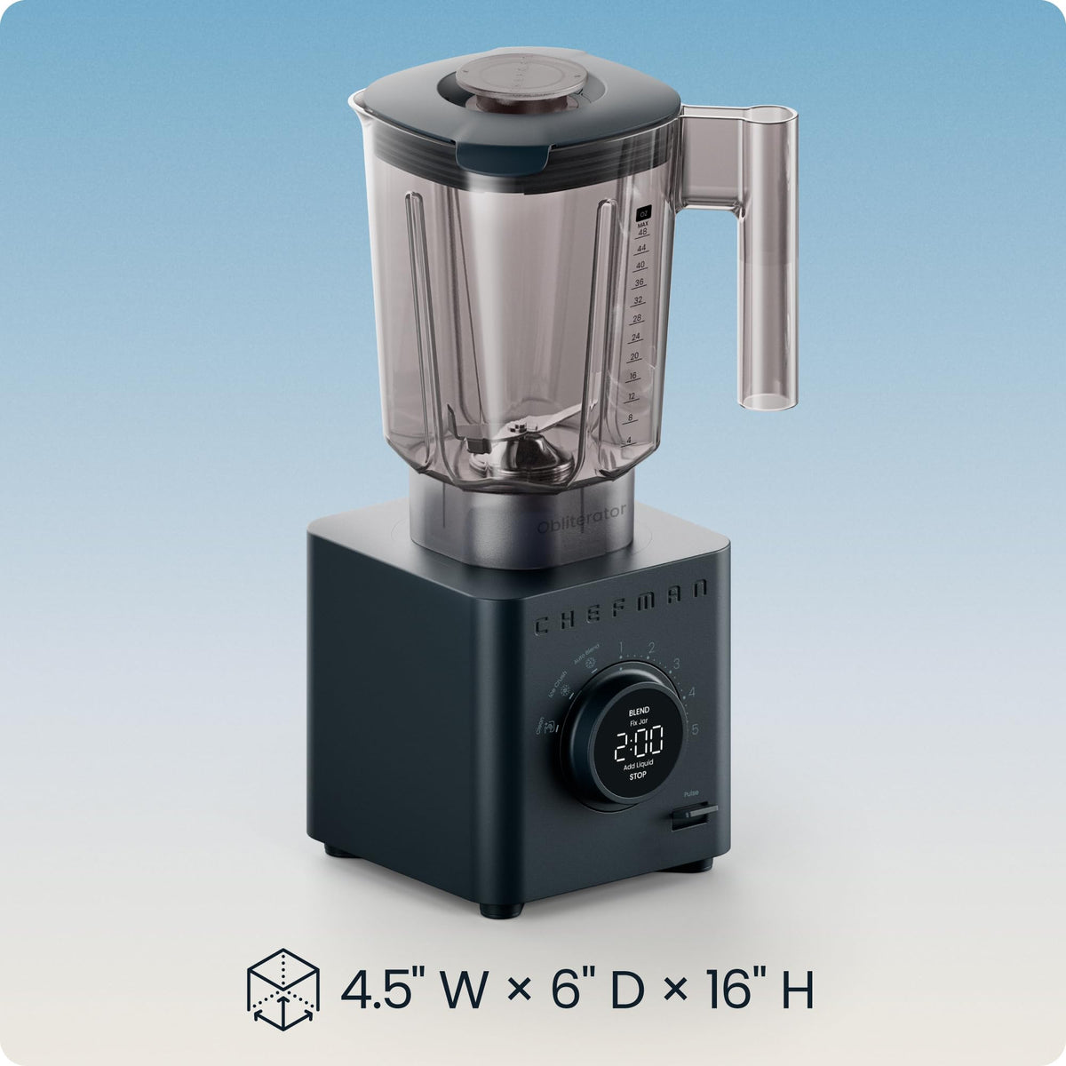 Chefman Obliterator Countertop Blender, 48 oz, 1380W, Midnight