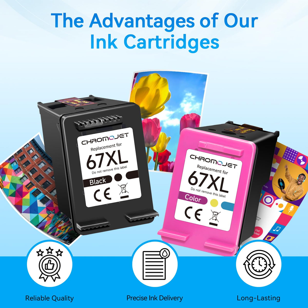 Chromojet 67XL Compatible Ink Cartridges for HP 67, Black/Colour