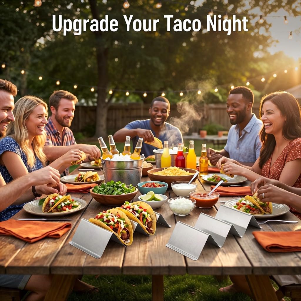 Bekith Stainless Steel Taco Holder Stand, 6 Pack