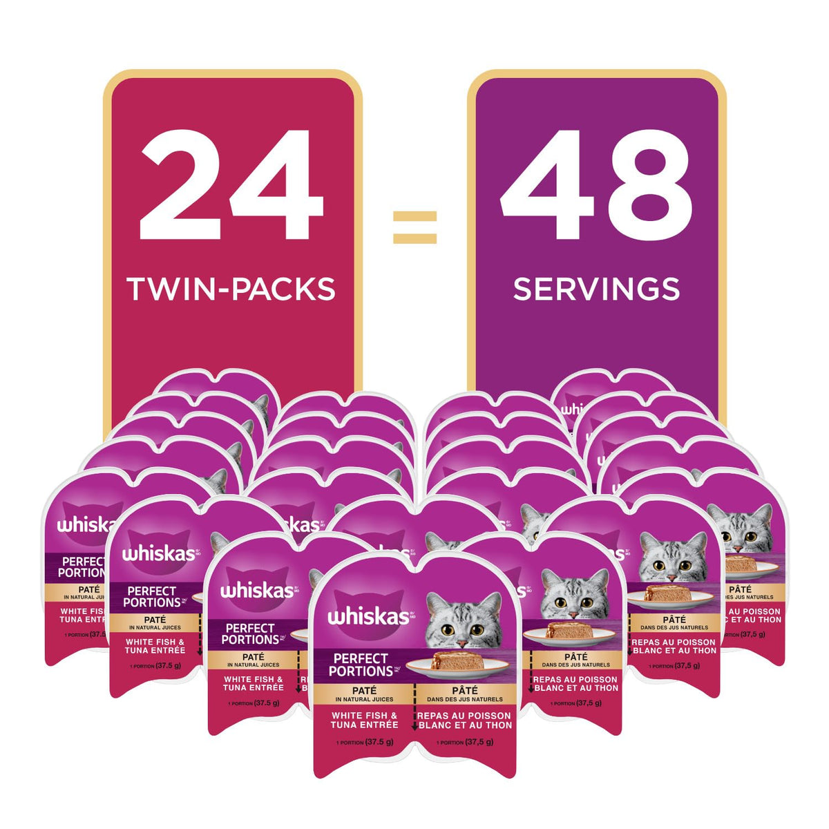 Whiskas Perfect Portions Kitten Wet Cat Food, Whitefish, 75 g