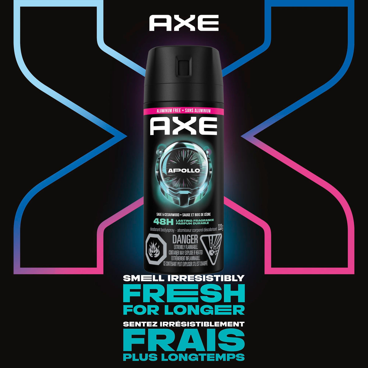 Axe Apollo Deodorant Body Spray, Sage and Cedarwood, 113g, Pack of 4