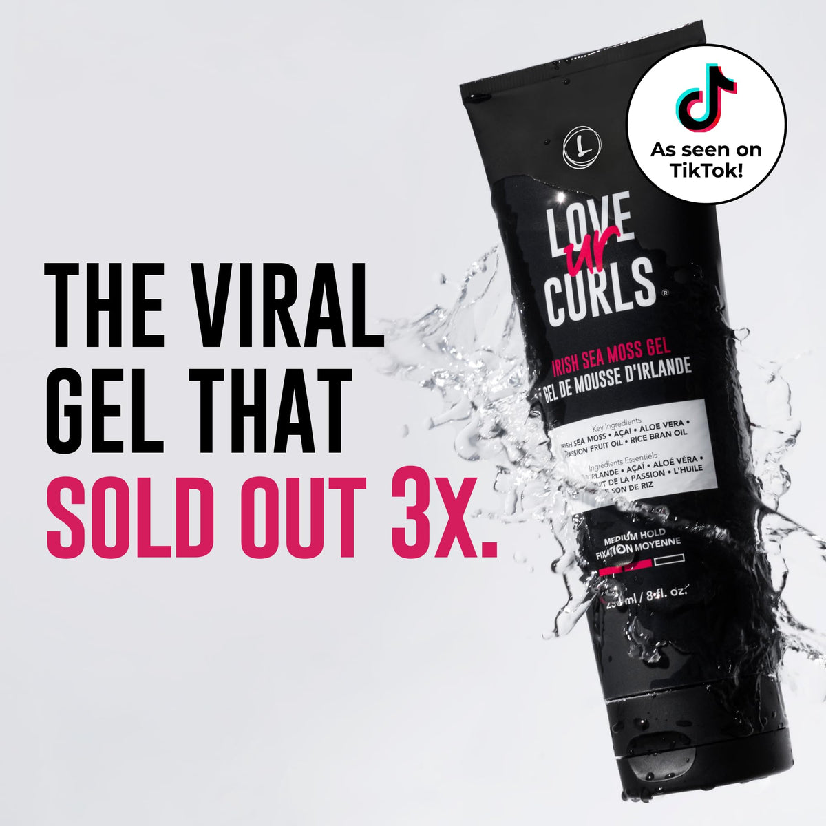 Love Ur Curls Irish Sea Moss Hair Gel, Medium Hold, 236mL