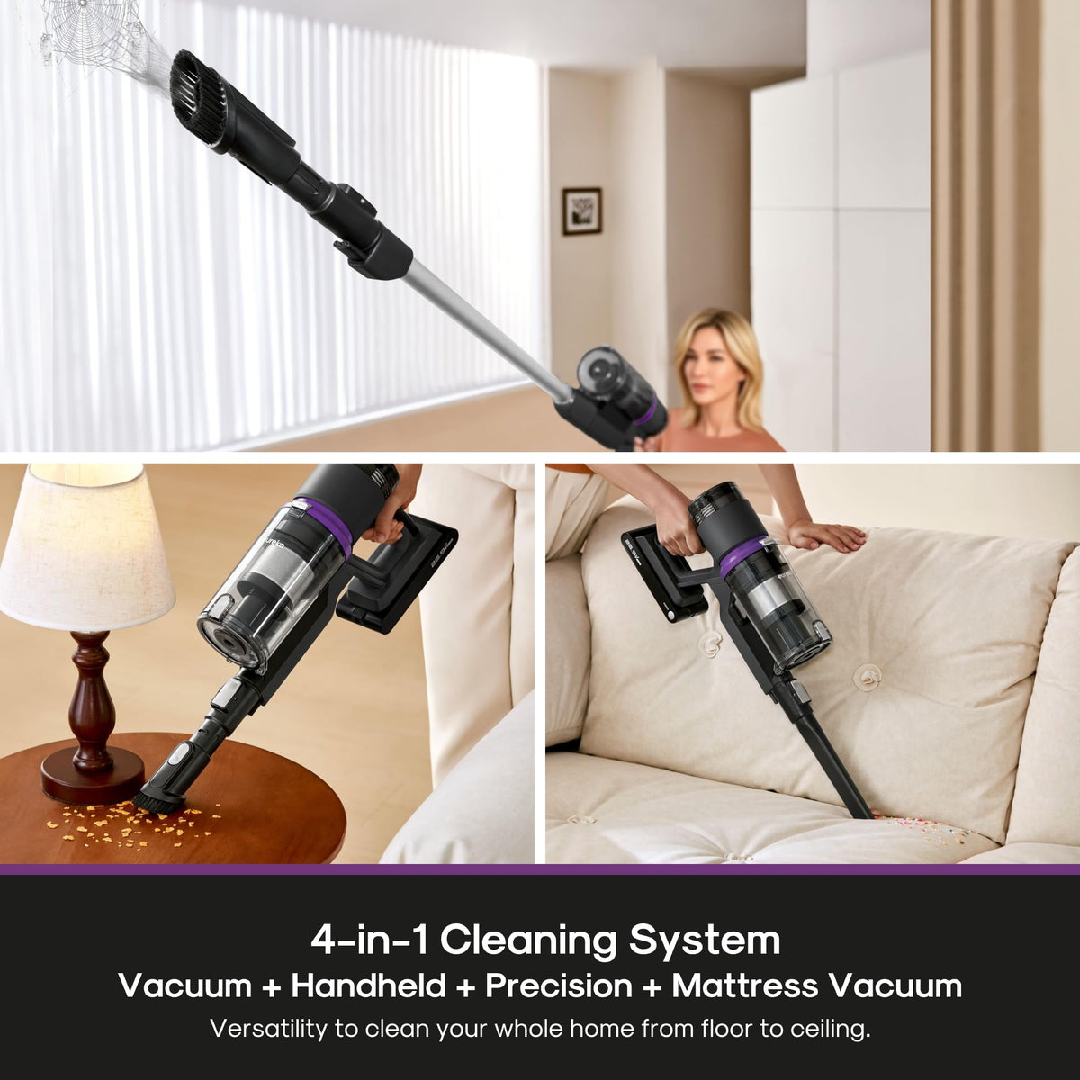 Eureka ReactiClean NEC410BK Cordless Stick Vacuum, Black