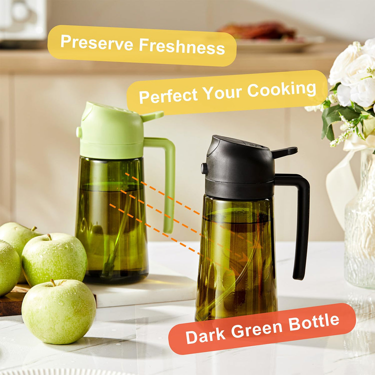 Cxinyi Glass Olive Oil Dispenser Bottle, 16 oz/470 ml, Black