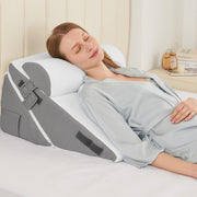 Sasttie Adjustable Wedge Pillows with Bolster, 2PCS, White/Dark Grey