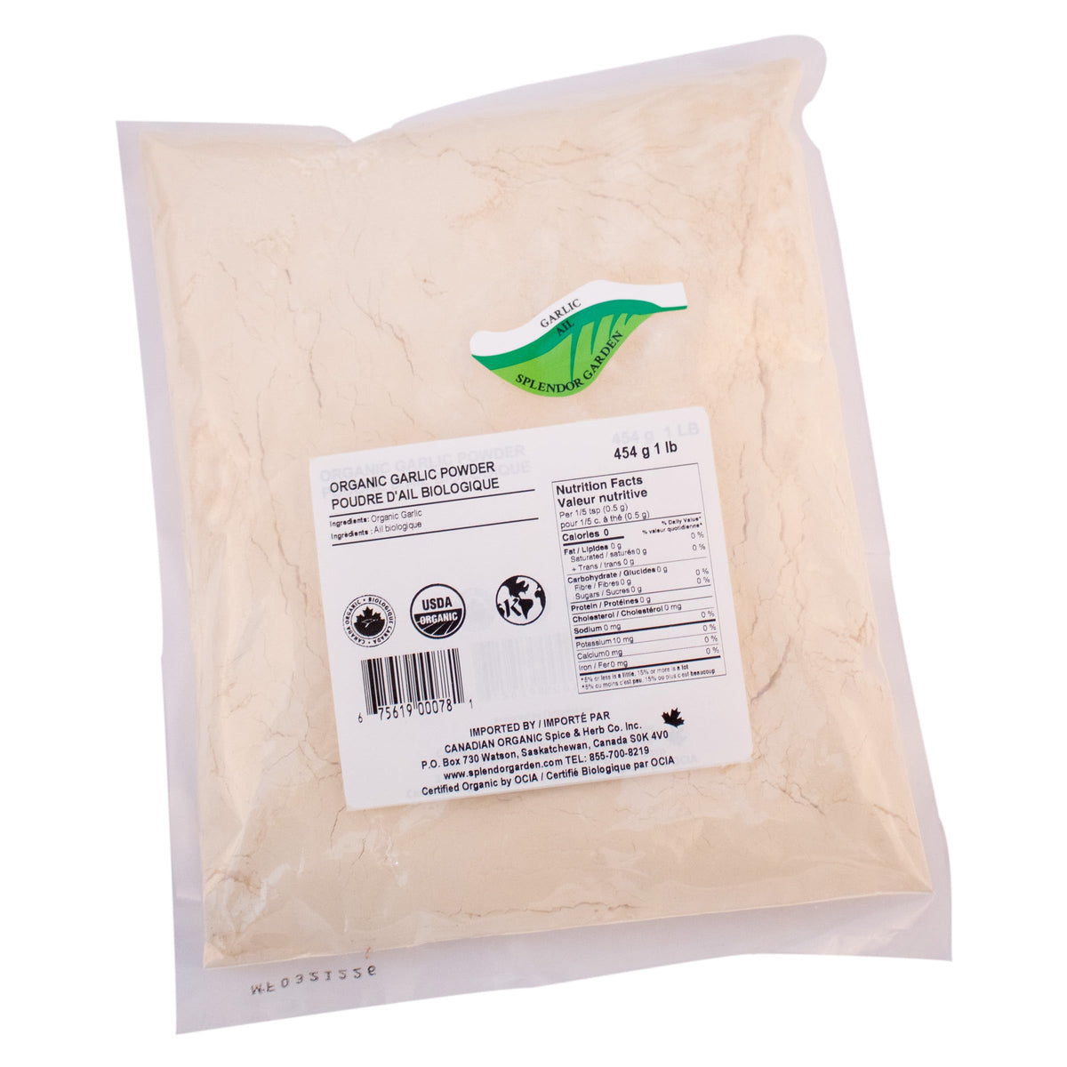 Splendor Garden Organic Garlic Powder, 454 g