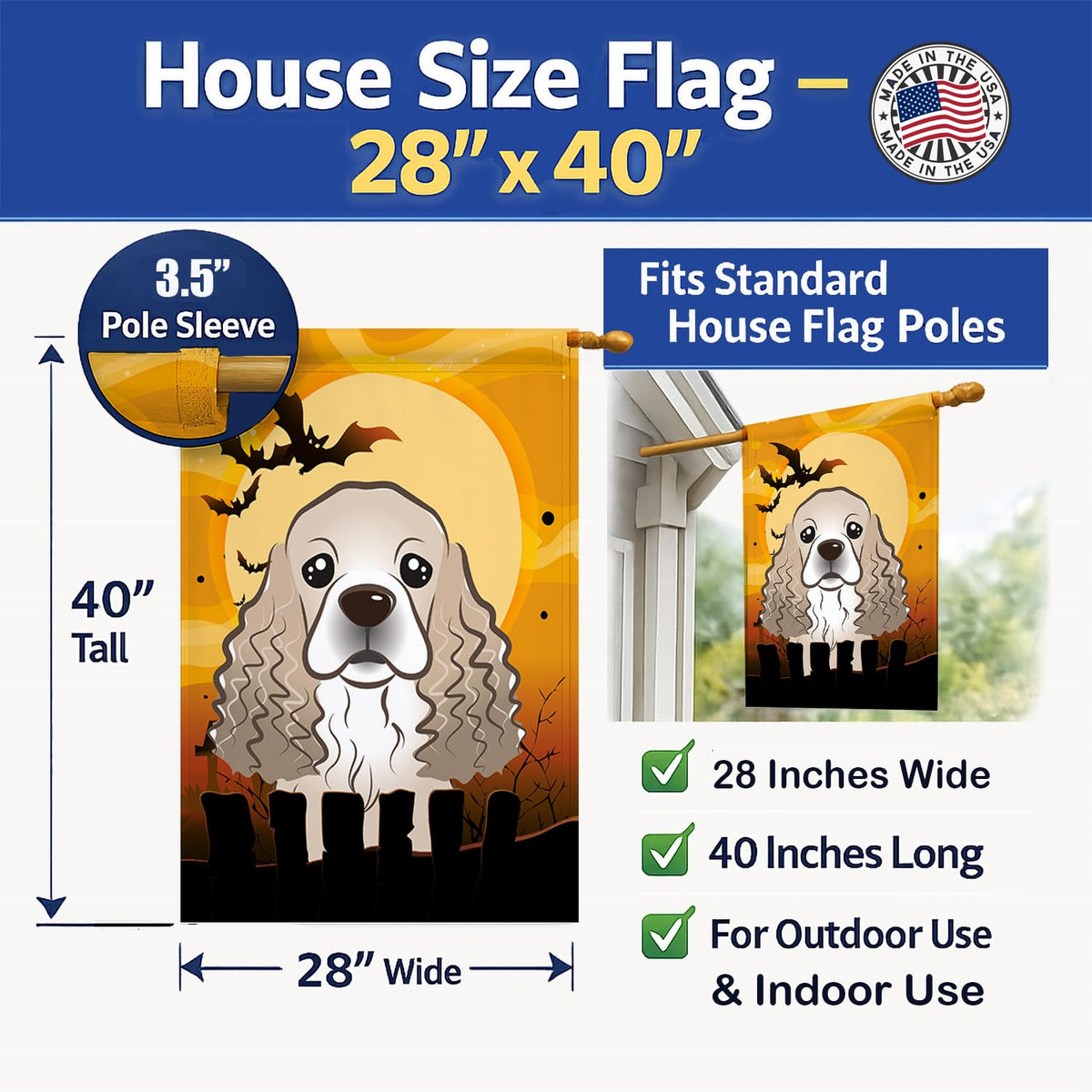 Caroline's Treasures BB1774CHF Cocker Spaniel House Flag, Large