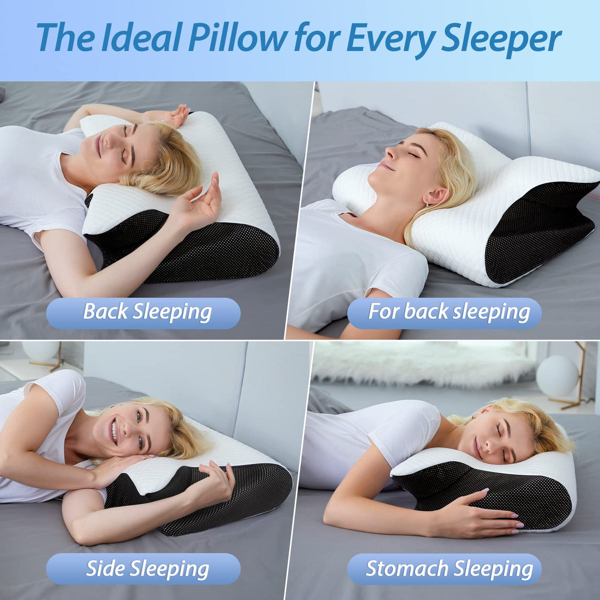 HOMCA Memory Foam Cervical Pillow, Black