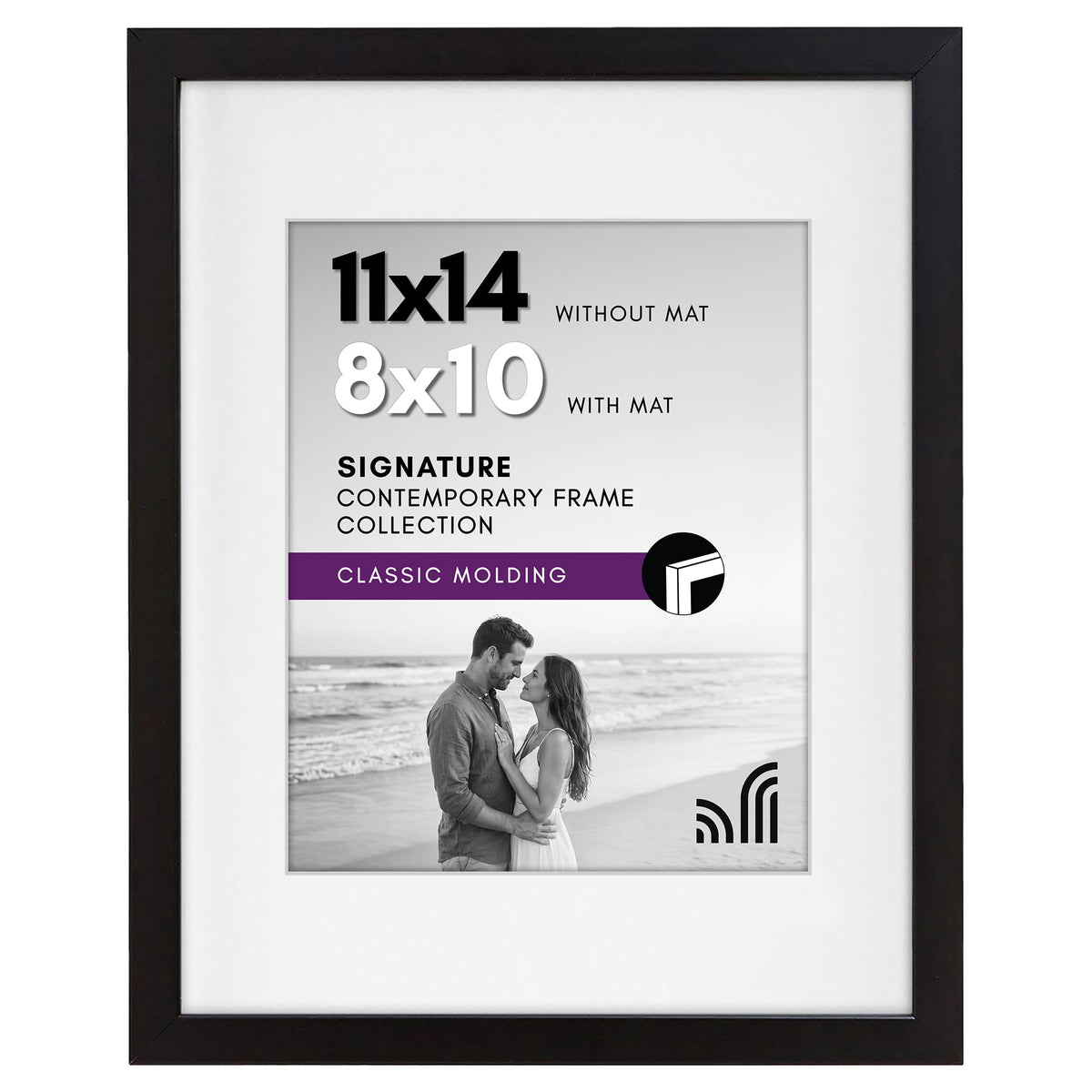 Americanflat 11x14 Picture Frame, Shatter-Resistant Glass, Black