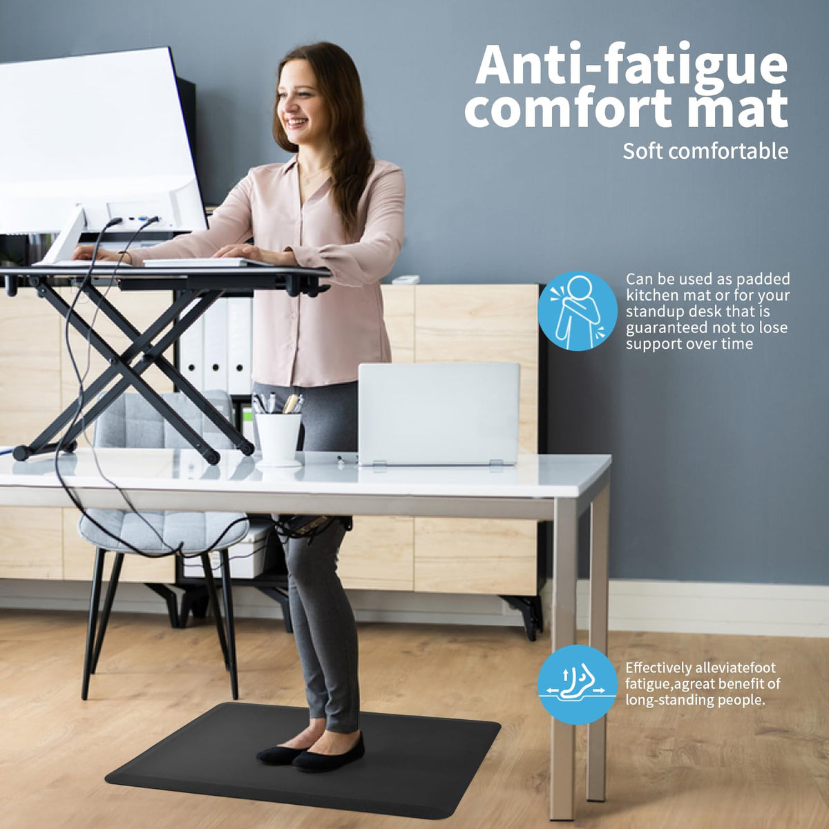 Art3d Anti Fatigue Mat, Black, 1/2 Inch, 17.3" x 28"