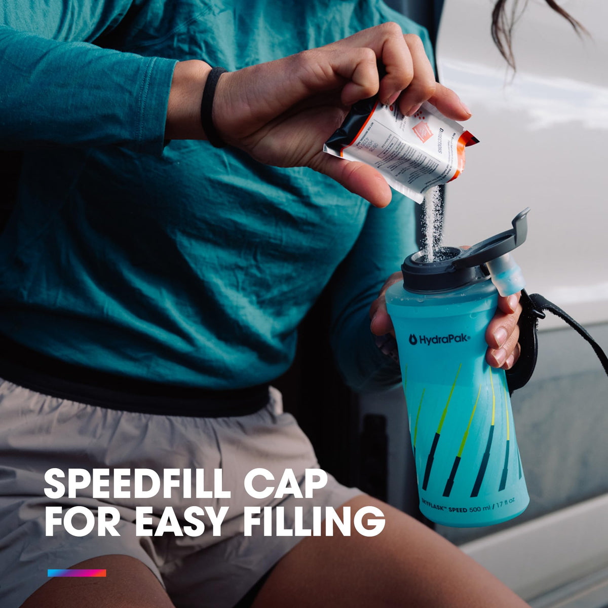 HydraPak SkyFlask Speed Handheld Running Water Bottle, Malibu, 350ml