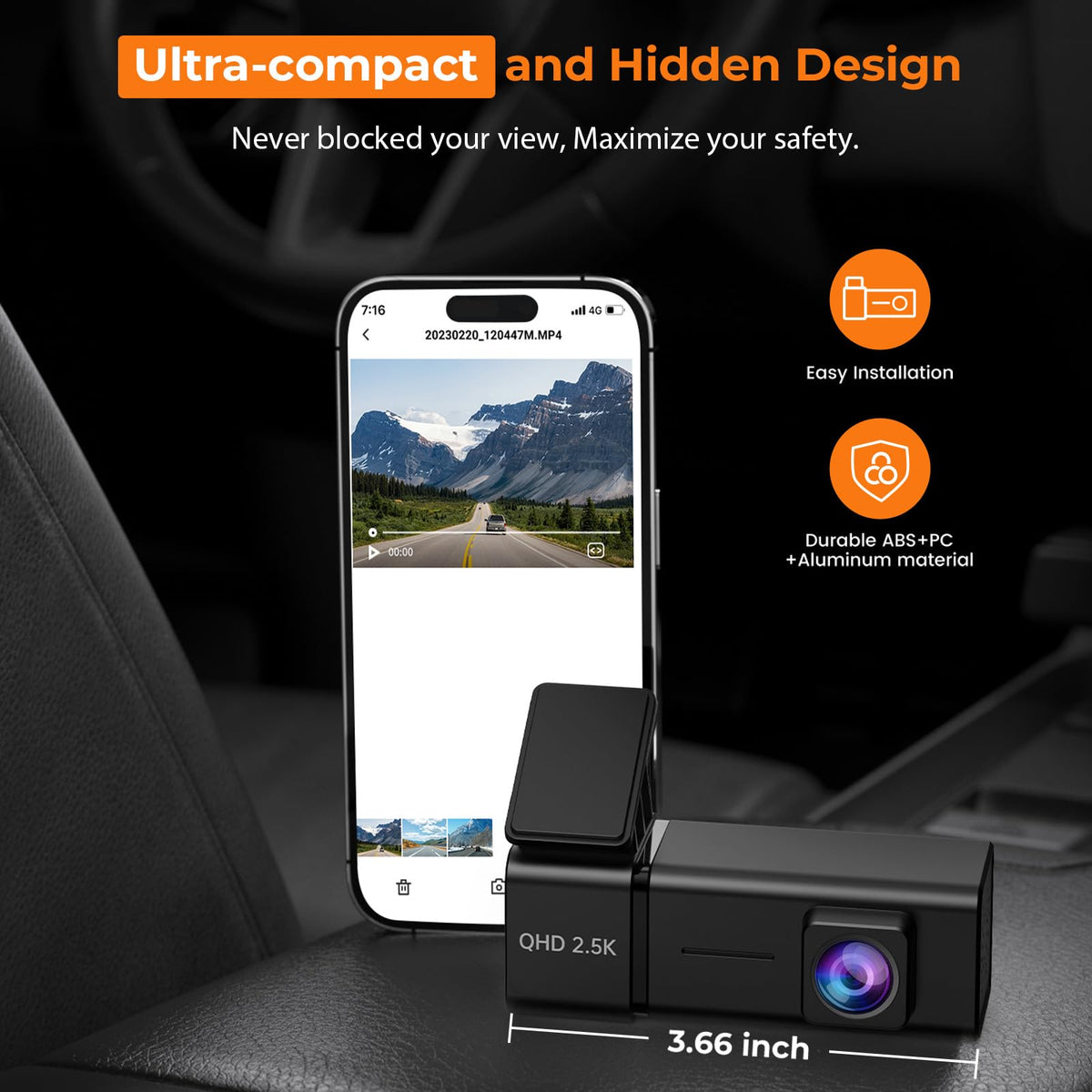 1440P Front Dash Cam with WiFi & 32 GB Card