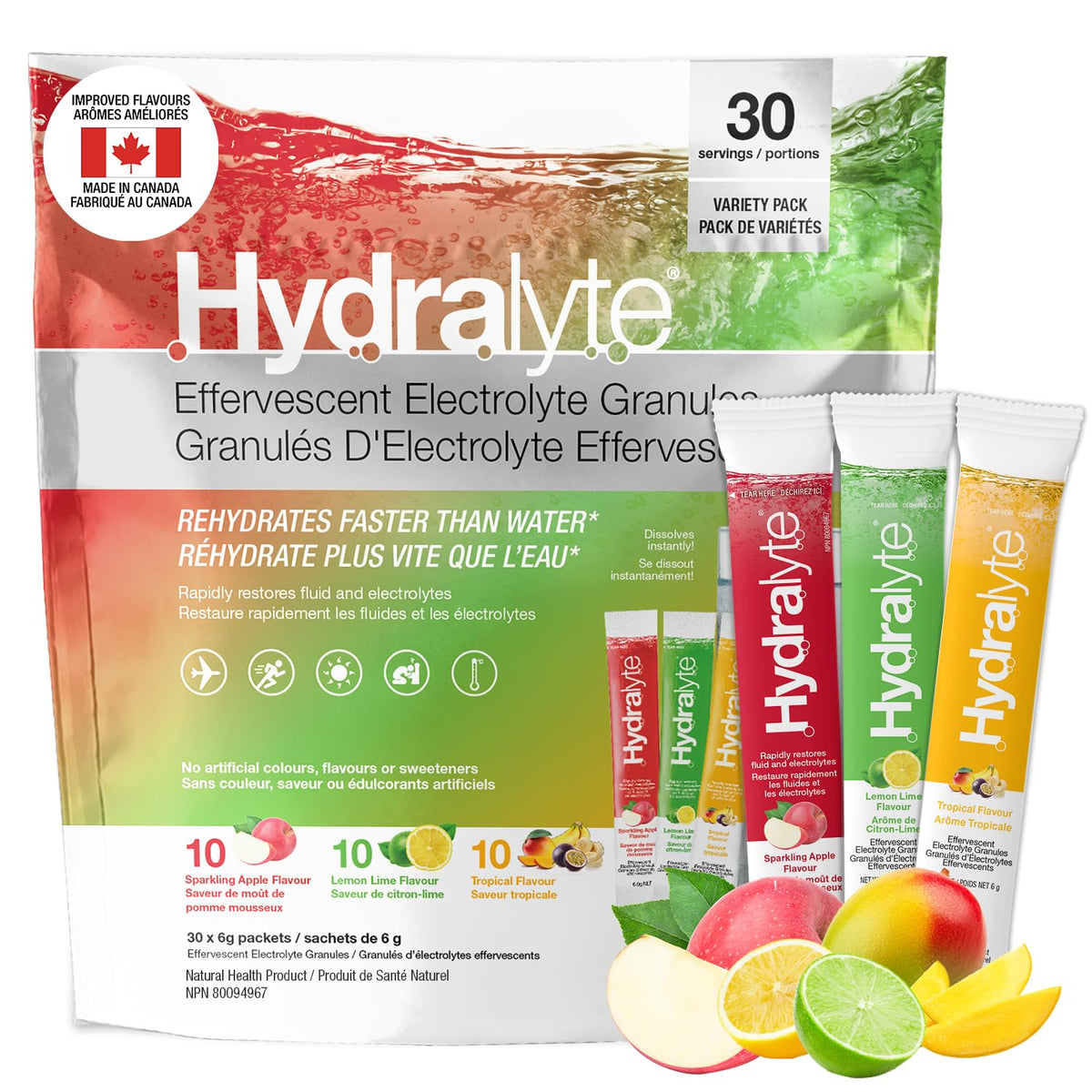 HydraLyte Electrolyte Powder, Tropical Variety, 30 Servings