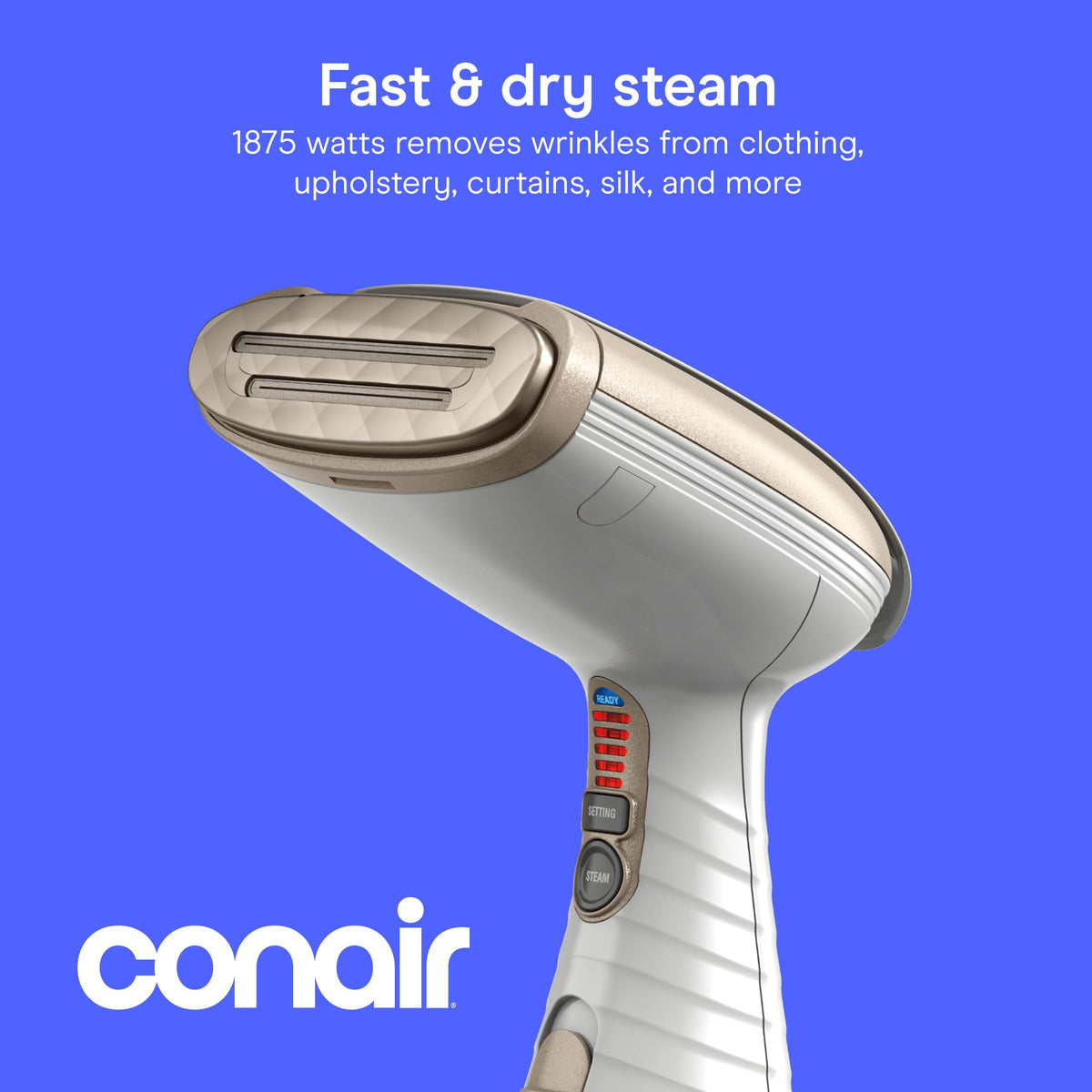 Conair Turbo Extreme Steam Hand Held Fabric Steamer, White/Champagne