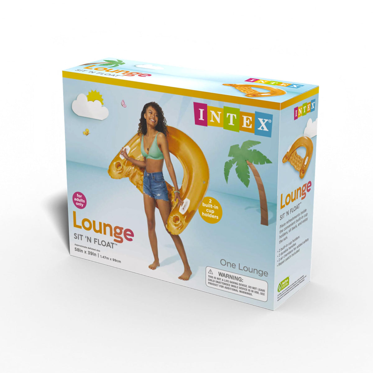 Intex Sit N Float Inflatable Lounge, 60" x 39"