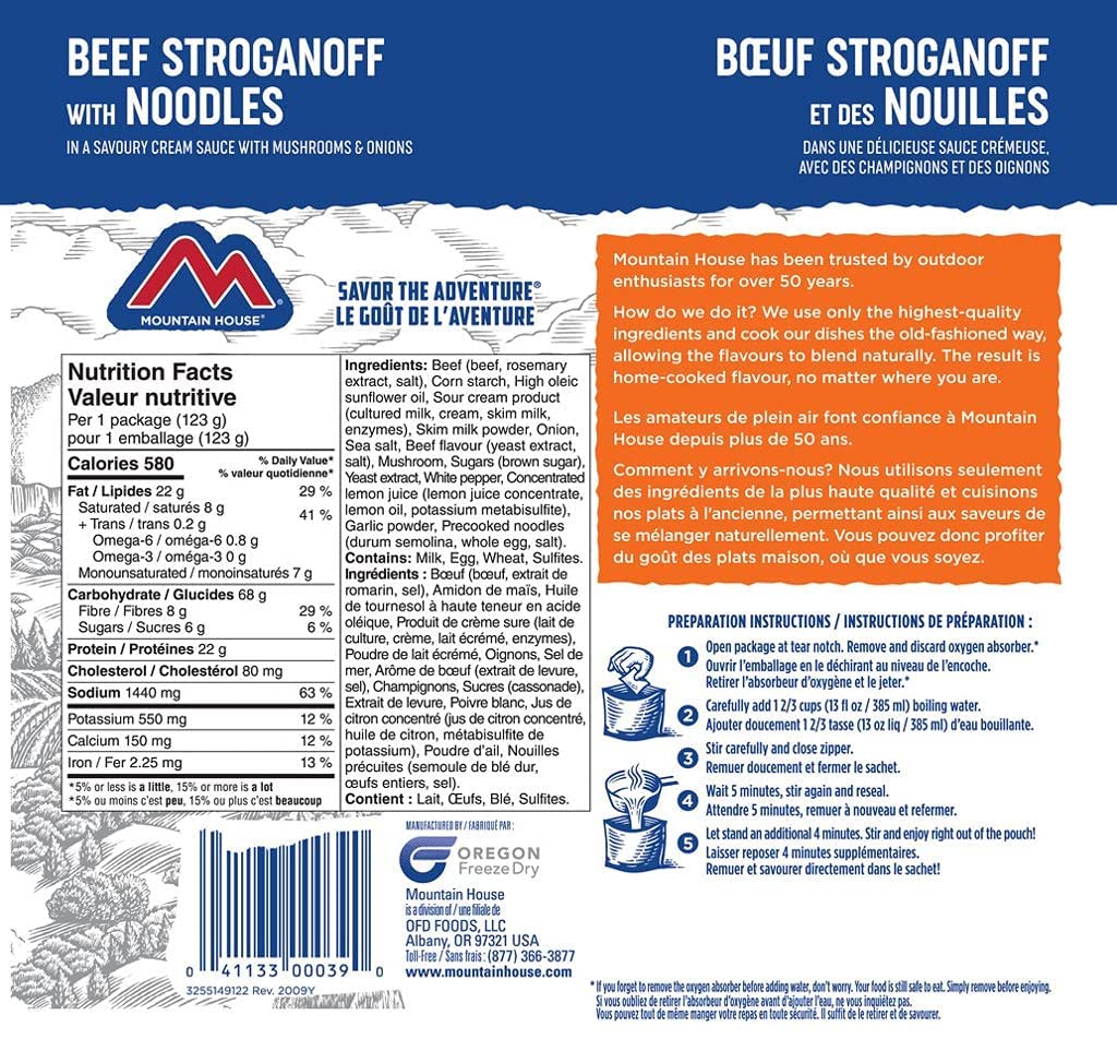 Mountain House Beef Stroganoff Freeze-Dried Meal, Single Pouch