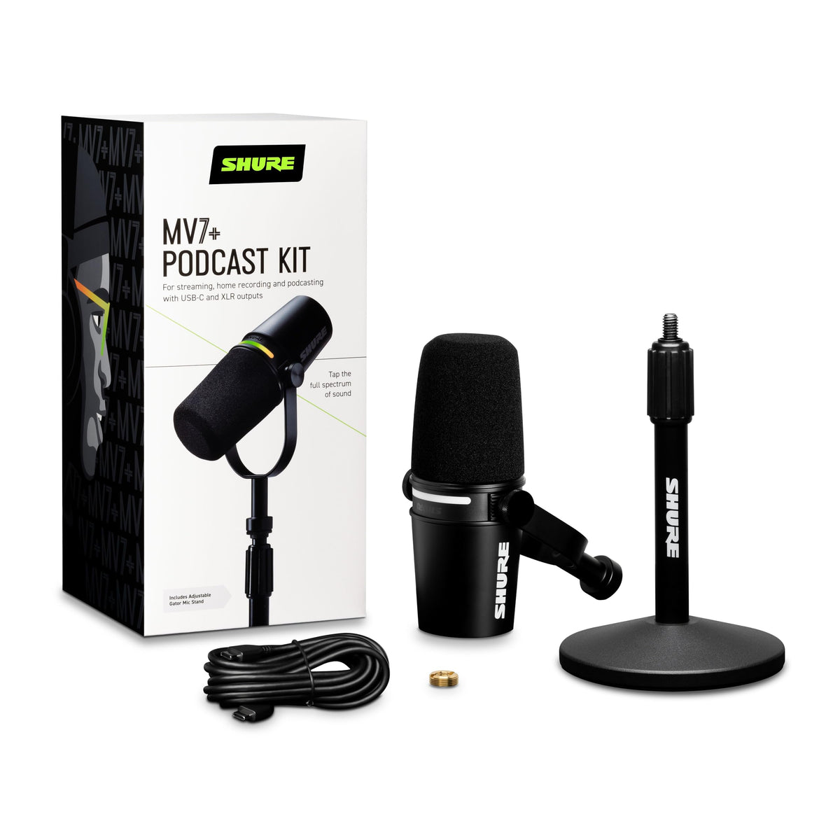 Shure MV7+ USB-C & XLR Podcast Dynamic Mic, Black