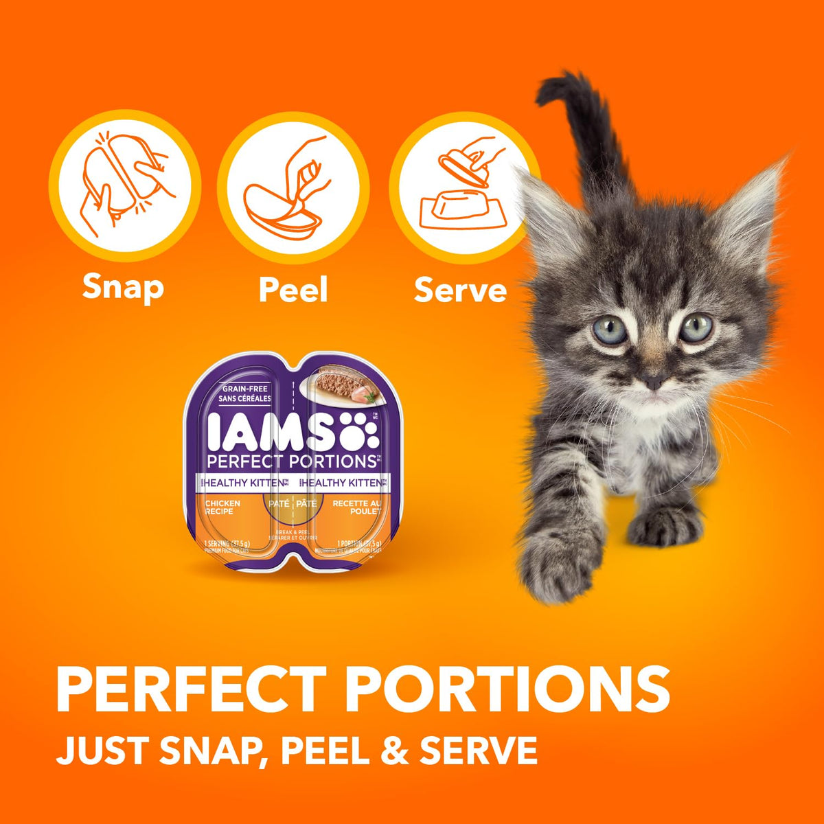 IAMS Perfect Portions Kitten Wet Cat Food, Chicken, 24 x 75 g