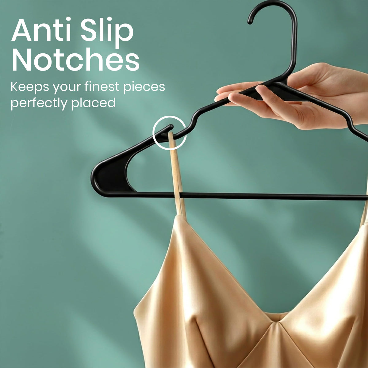 Utopia Home Plastic Hangers with Shoulder Grooves, 50-Pack, Black