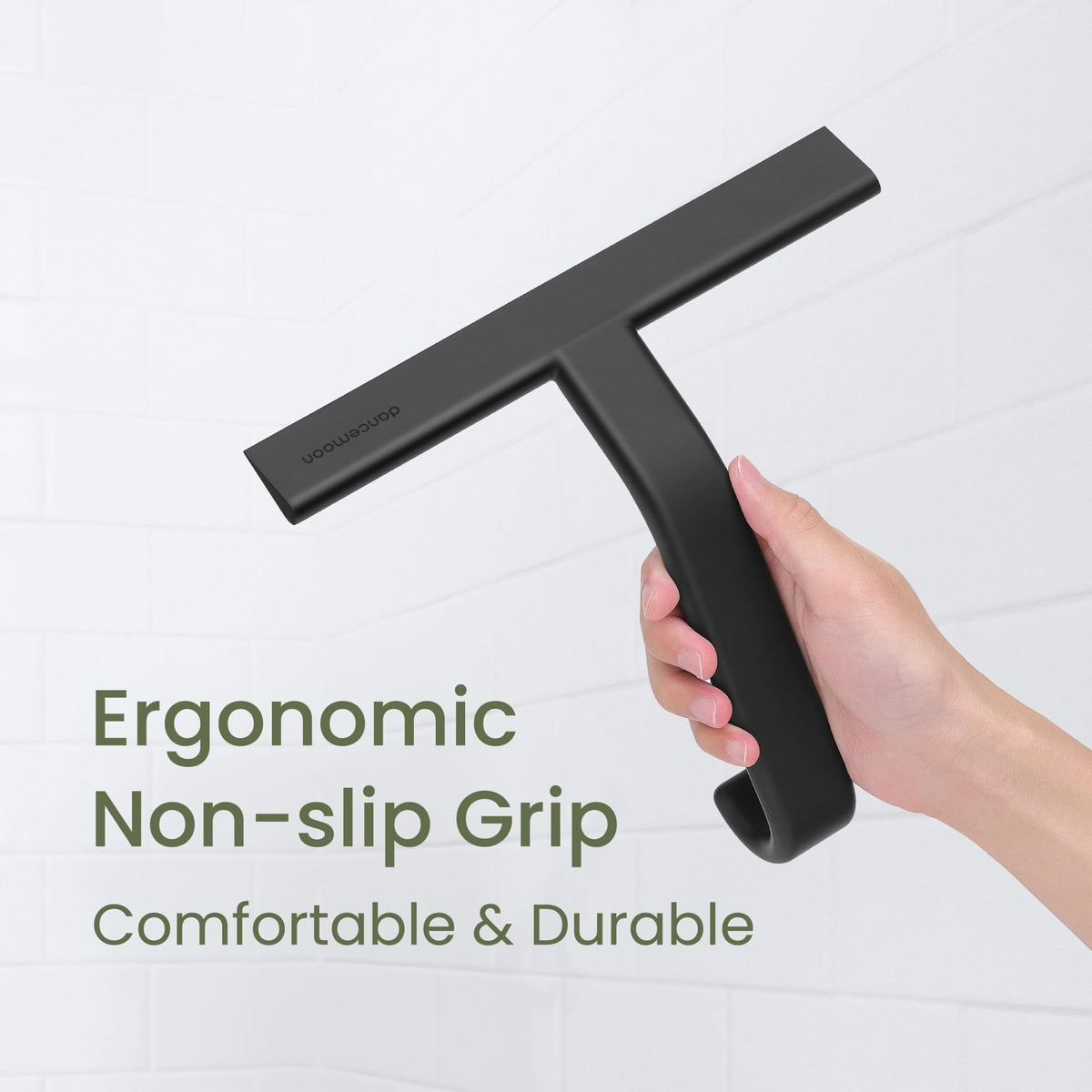 Dancemoon JustHang Silicone Shower Squeegee, 10-Inch, Black