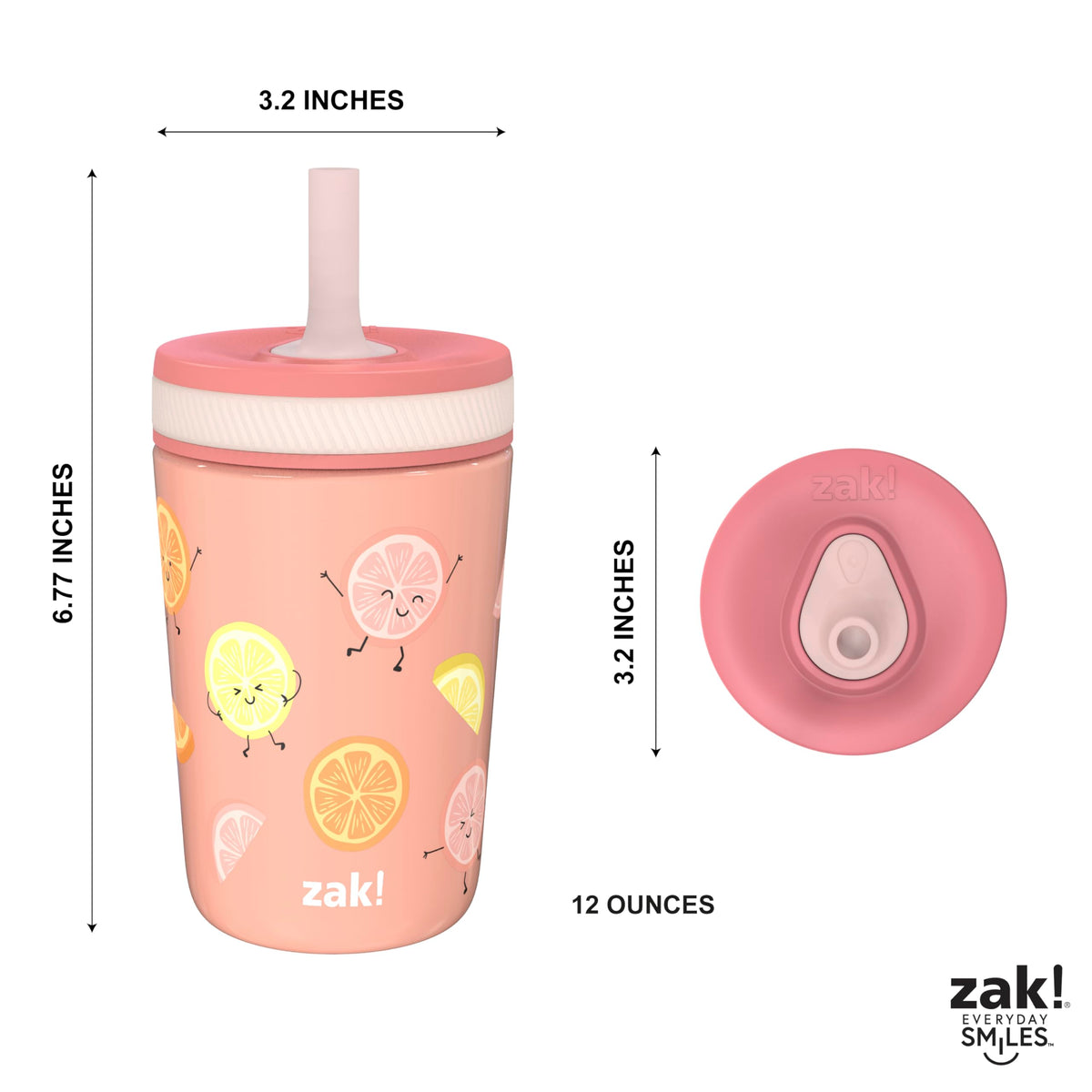 Zak Designs Happy Fruit Kelso 12oz Stainless Steel Toddler Cup