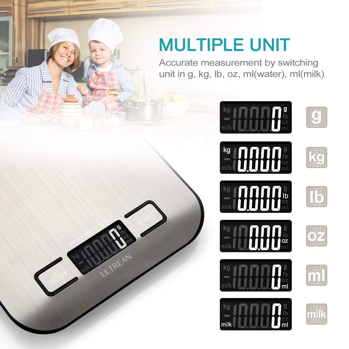 Ultrean Digital Kitchen Scale, 5 kg