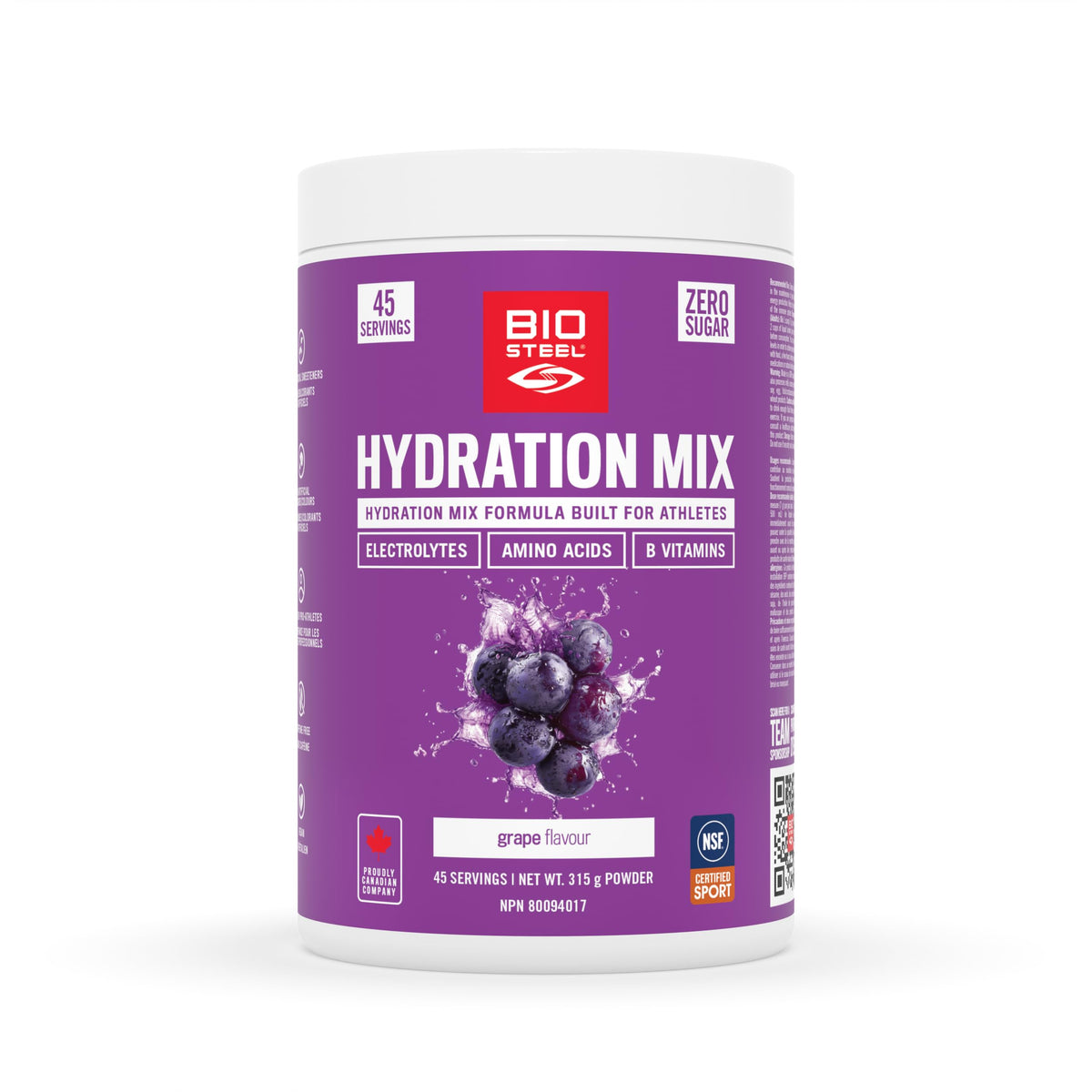 BioSteel Electrolyte Hydration Mix, Grape, 45 Servings