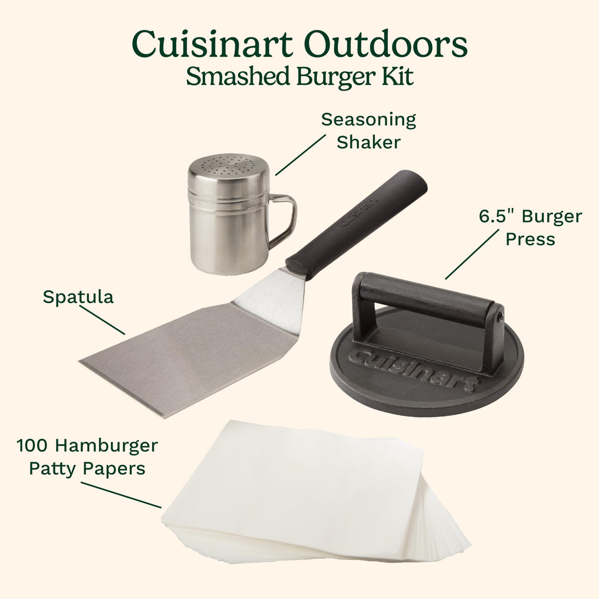Cuisinart Smash Burger Kit with Cast Iron Press, CSBK-400C