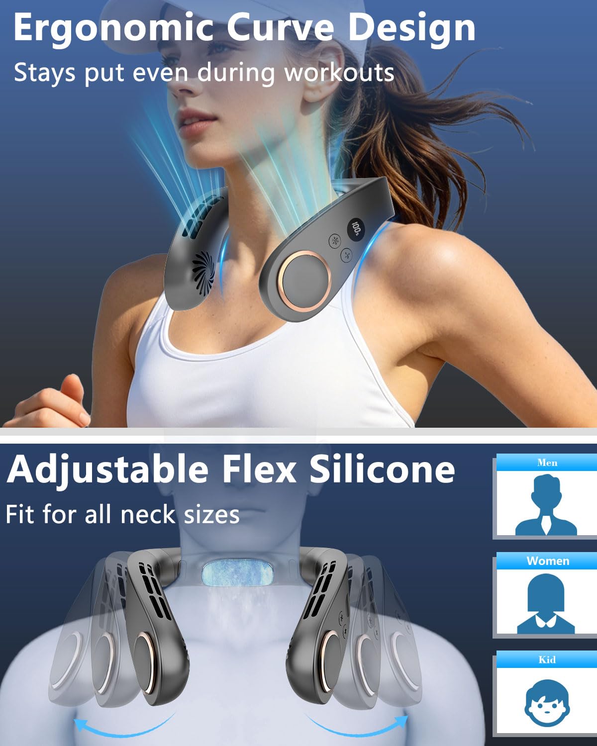 Neck Fan with Cooling Plate, 5500mAh, Black