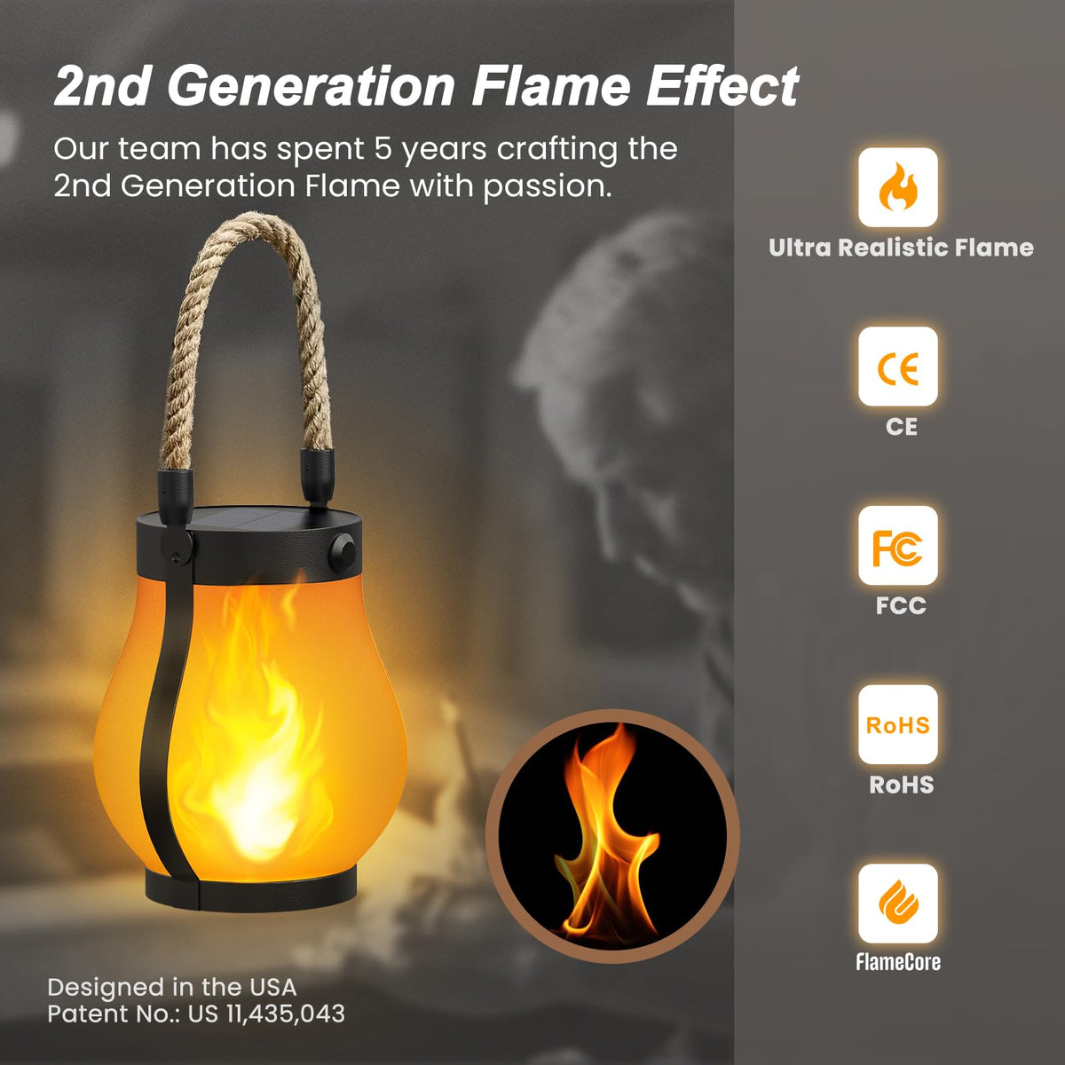 Hompavo Gen2 Solar Flame Lanterns (2 Pack)