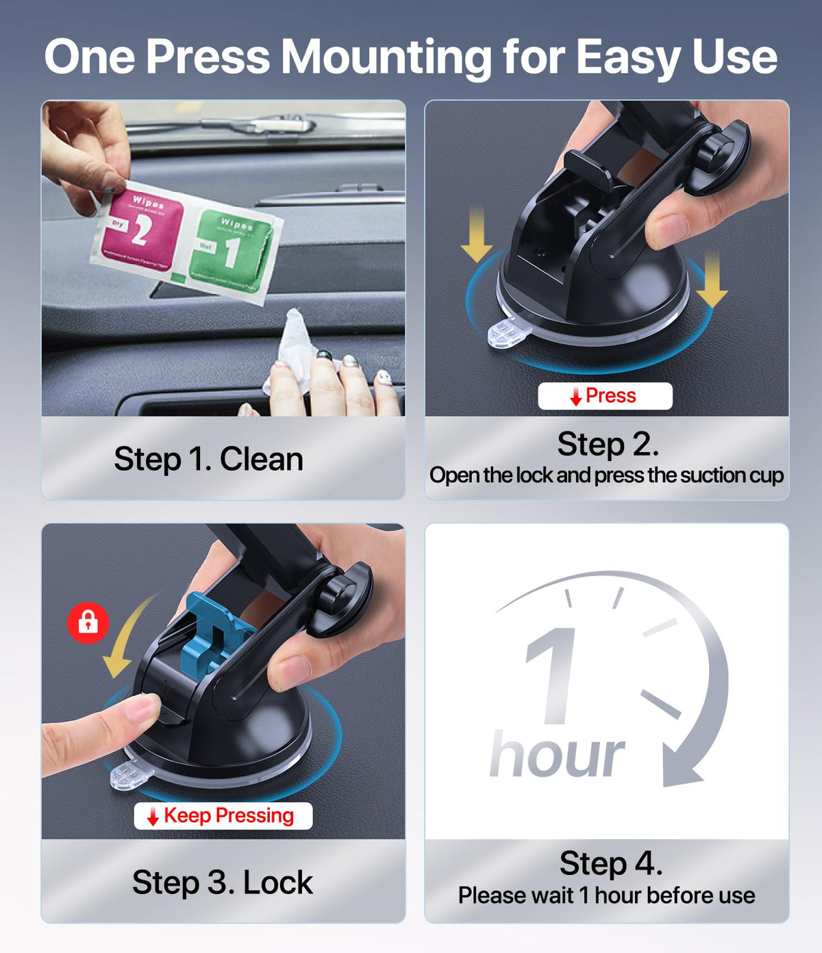 Miracase 4-in-1 Car Phone Mount with Suction Cup