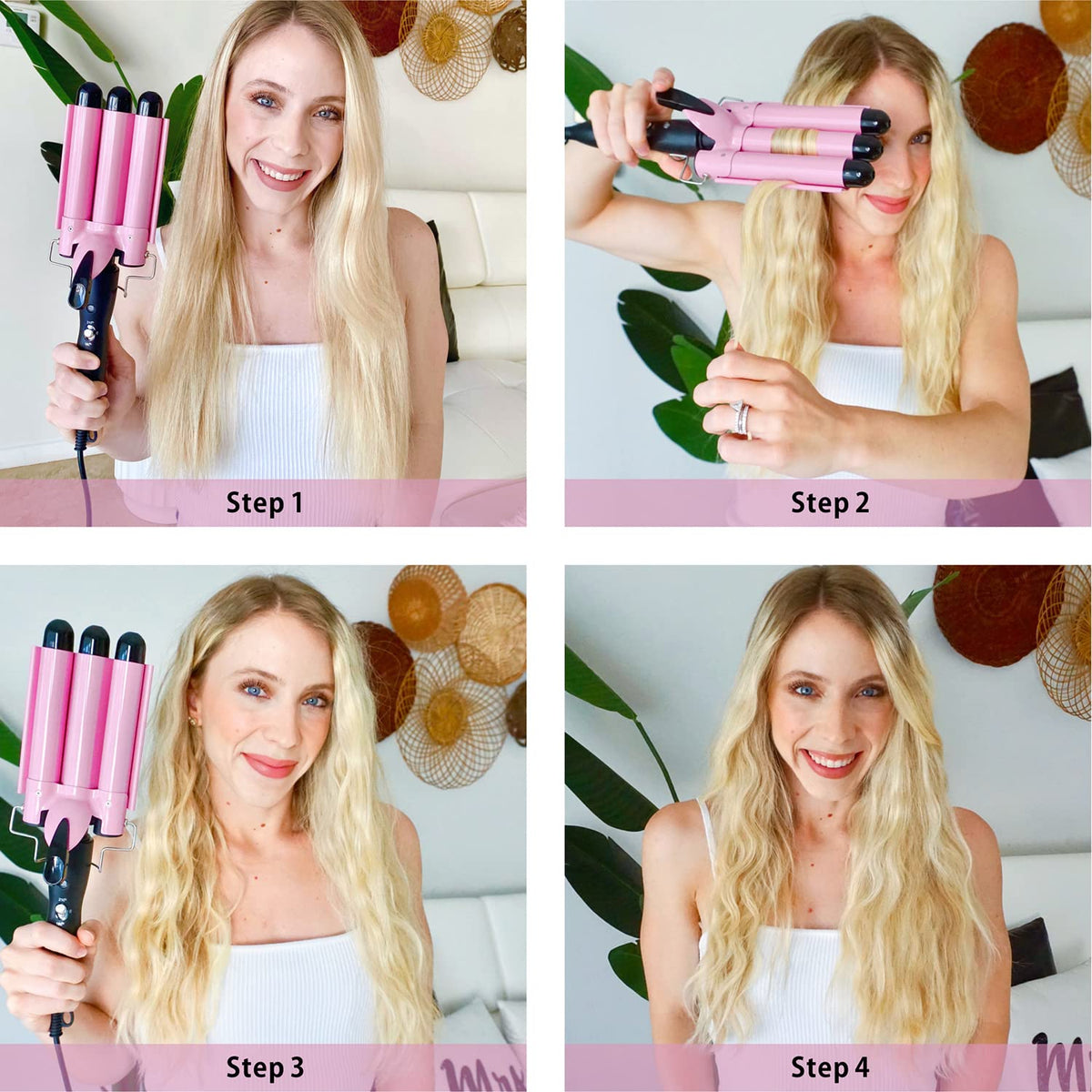 TOP4EVER 25 mm Ceramic 3 Barrel Curling Iron Hair Waver