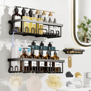 Veken Adhesive Shower Caddy with Soap Holder, Black (3 Pack)