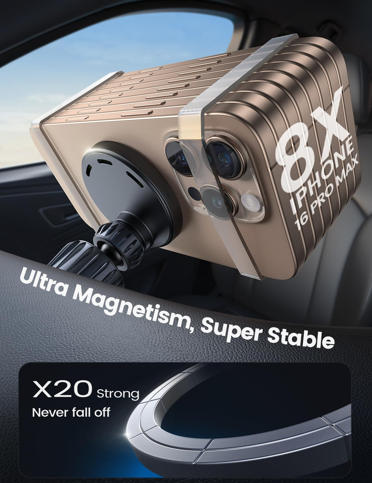 Lamicall 15W MagSafe Wireless Car Mount Charger, Vent and Dashboard