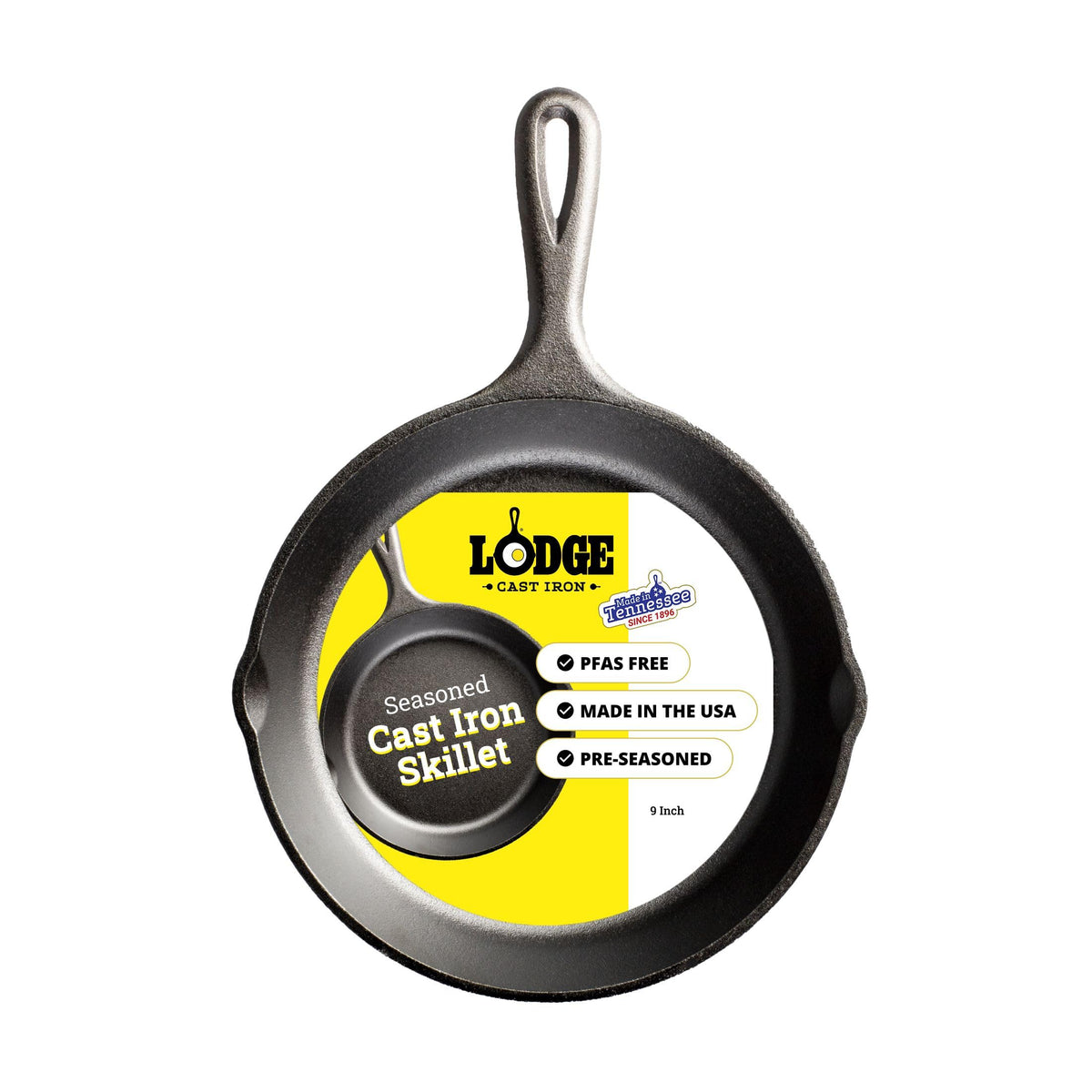 Lodge L6SK3 Logic Pre-Seasoned Skillet, 9 Inch, Black