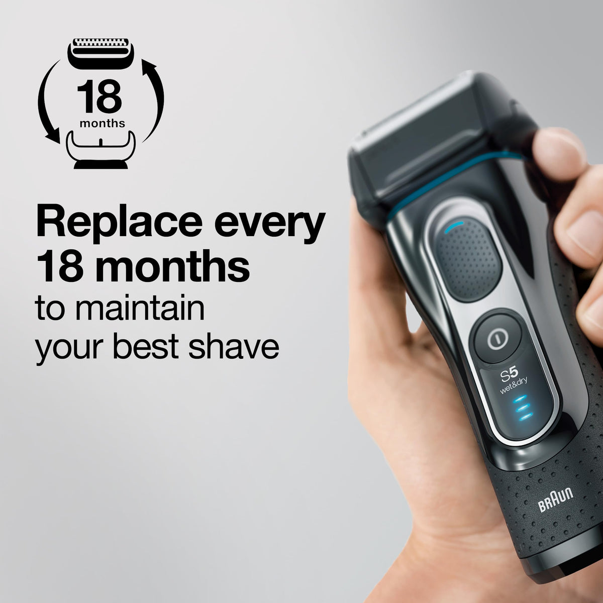 Braun Series 5 52S Shaver Head Replacement Cassette, Silver