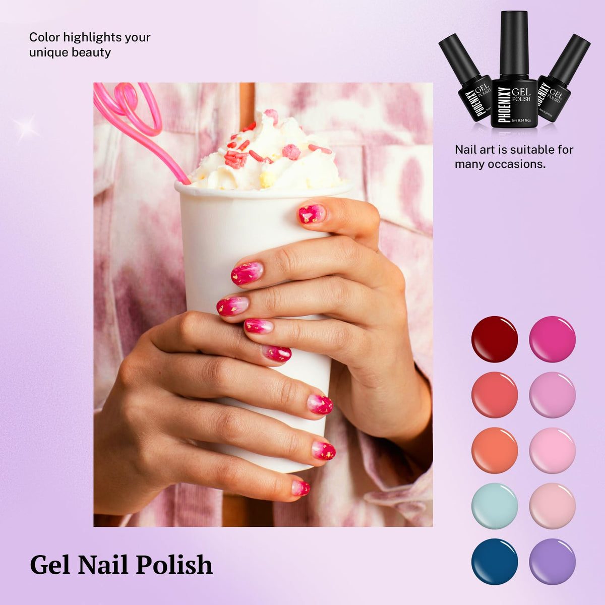 phoenixy Gel Nail Polish Kit, 21 Colors, 24 Pieces