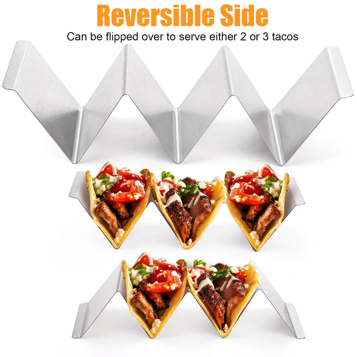 Bekith Stainless Steel Taco Holder Stand, 6 Pack