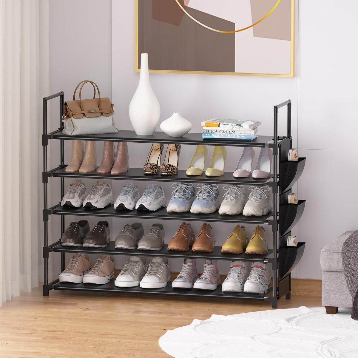 5 Tier Tall Shoe Rack, 20-25 Pairs