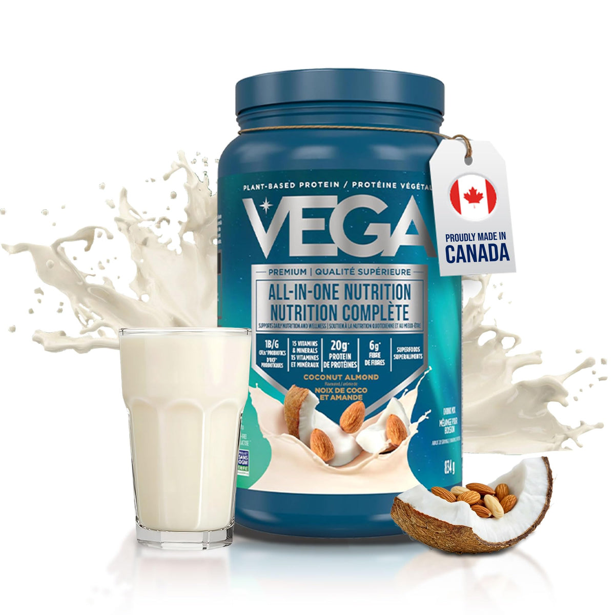 Vega Premium All-in-One Protein Powder, Coconut Almond, 834 g
