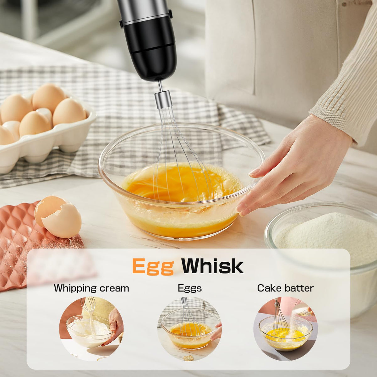 1100W 3-in-1 Stainless Steel Immersion Hand Blender Set
