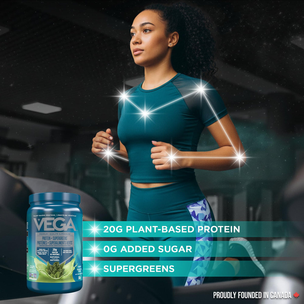 Vega Protein + Supergreens Plant Protein Powder, Natural, 586g